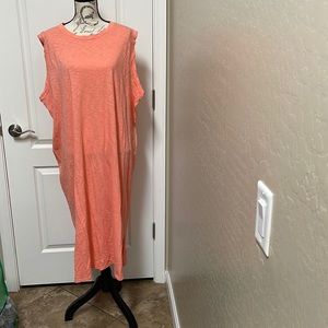 Sleeveless peach colored, maxi dress size 3X.  100% cotton